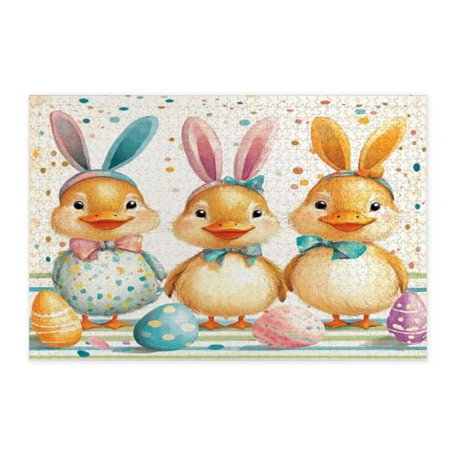 Rompecabezas de pato de Pascua premium con piezas de madera y alta definición