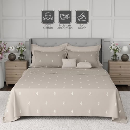 Image of BOUTIQUE LIVING Luxe Loom Blooming Dales 100% Cotton 600 TC Grey Floral King Bedding Set