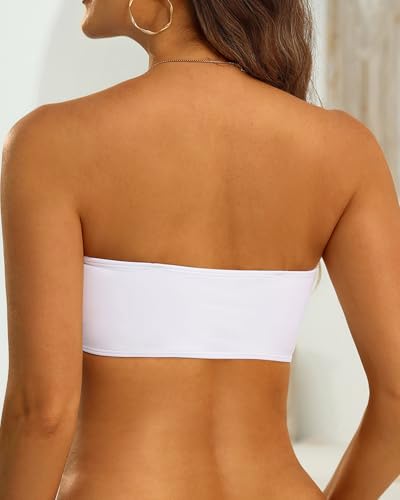 Image of Aqua Eve Women Strapless Bikini Top Only Bandeau Swim Top Tube Top Swimsuit