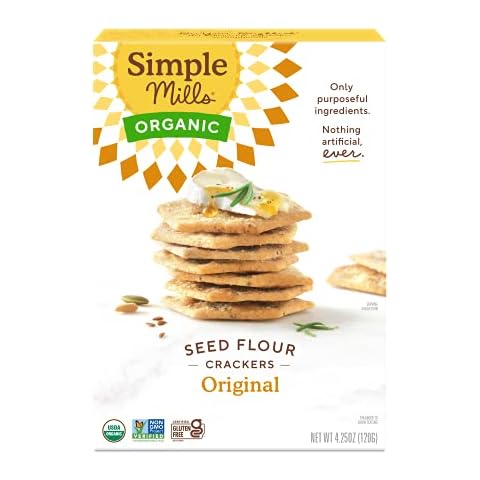 Simple Mills Organic Seed Crackers, Original - Gluten Free, Vegan, Healthy Snacks, Paleo Friendly, 4.25 Ounce (Pack of 1) Cover