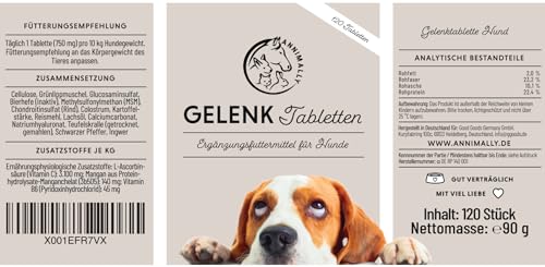 Gelenktabletten für Hunde mit MSM, Grünlippmuschel, Teufelskralle, Glucosamin & Hyaluron - 120 Gelenke Tabletten für Hunde - Hohe Akzeptanz beim Hund durch kleine Tabletten