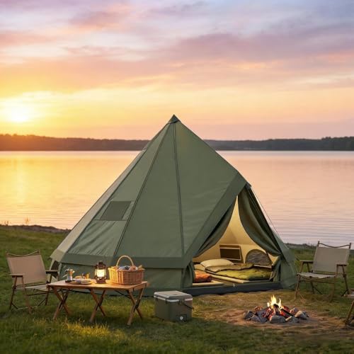 Carpa Teepee para 4-6 Personas con Estufa, Resistente 4 Estaciones miniatura 7