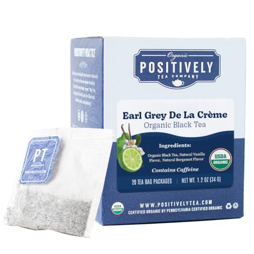 Image of Positively Tea, Organic Earl Grey De La Creme Black Tea Bags, 20 Count