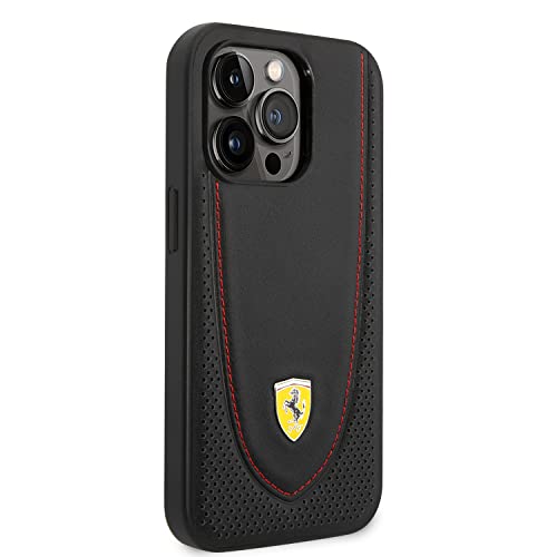 Image of CG MOBILE Ferrari iPhone 14 Pro Max Case [Official Licensed], Genuine Leather with Perforated Leather & Red Stitching Mag-Safe Compatible Protective Case /Cover Designed for iPhone 14 Pro Max 2022