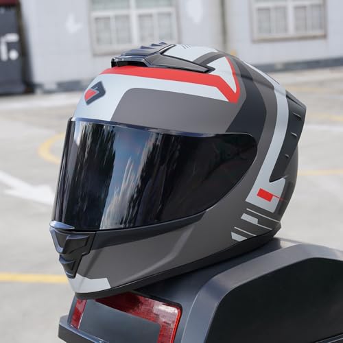 Image of Full Face Motorcycle Helmet,Helmets for Adults Motorcycle, MG611 Motorbike Racing Street Bike Helmets with Black Visor for Men Women,DOT Approved (Matte Gray Cloud, XXL)
