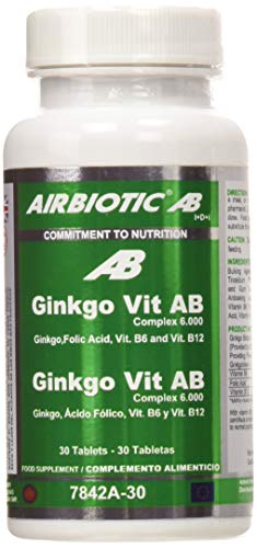 Airbiotic AB - Ginkgo-Vit Complex 6000, Hierbas para la Circulación Sanguínea, 30 Tabletas