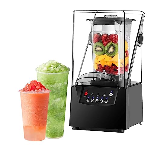Batidora para hacer batidos, batidora de pie comercial de 2 litros con carcasa de sonido, trituradora de hielo con cuchilla de 17000 rpm con cubierta, máquina de cocción silenciosa