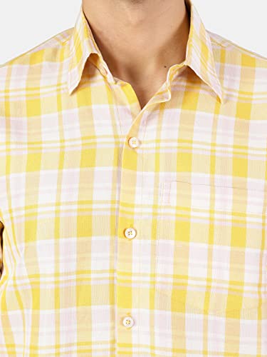 Image of Cotton Yellow Checkered Shirt
