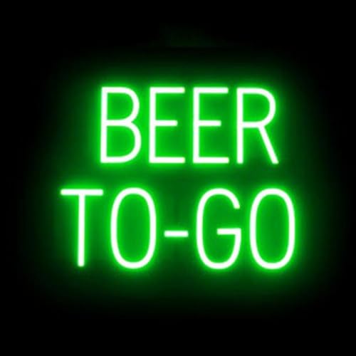 Image of SpellBrite LED Neon BEER TO-GO Sign for Business - Green, 20 inch x 15 inch | Ultra-Bright Click-Together Signage for Bars & Restaurants, with Visibility from 500 ft - 8 Animations, 6 Brightness Levels