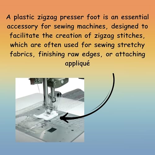 Image of ZENITH Plastic Zig Zag Teflon Pressure Foot Snap on Type for Automatic Electric Low Shank Sewing Machines Suitable for Usha Janome Brother Singer etc White (Plastic Zig Zag Foot)