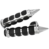 Motorcycle 1' Hand Grips Bar End Hand Handlebar Spike Chrome Black Aluminum Rubber for Cruisers Harley Yamaha Suzuki Shadow
