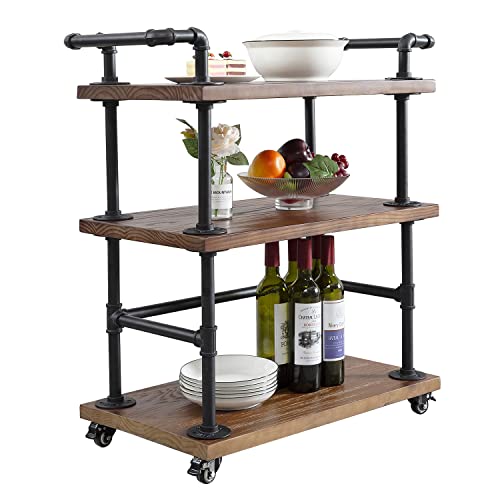 Industrial-Bar-CartsServing-CartsKitchen-CartsWine-Rack-Carts-on-Wheels-with-Storage-Industrial-Rolling-Carts-Wine-Tea-Liquor-ShelvesHolder-Solid-Wood-and-Metal-Home-Furniture Industrial Bar CartsServing CartsKitchen CartsWine Rack Carts on Wheels with Storage Industrial Rolling Carts Wine Tea Liquor ShelvesHolder Solid Wood and Metal Home Furniture