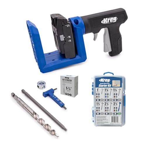 Kreg Pocket-Hole Jig 520PRO - Easy Clamping & Adjusting - 360 Rotating Handle - 260 Screws - For Materials 1/2" to 1 1/2" Thick