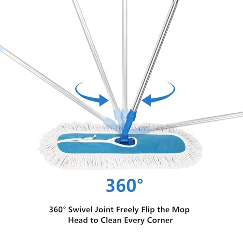 Image of 24 inch Commercial Dust Mop, MEIBEI Dust Floor Mop with Cotton mop Head, Dust Mop for Hardwood Floors with Long Handle, Industrial Dust Mop for Factory, Shopping Mall, Garage, Company, Hotel (24*5 inch)