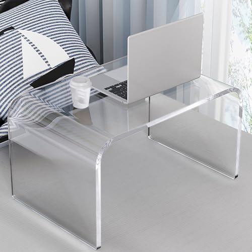 Table d'appoint en U en acrylique transparent de 40x25x22cm pour salon - 4