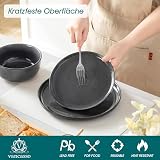 Steingut Geschirrset 6 Personen, vancasso ANYA Grau Teller Set Modern 18 teilig,Tafelservice mit Speiseteller, Desserttellern und Schüsseln, Geschirr Set Spülmaschinen und Mikrowellenfest