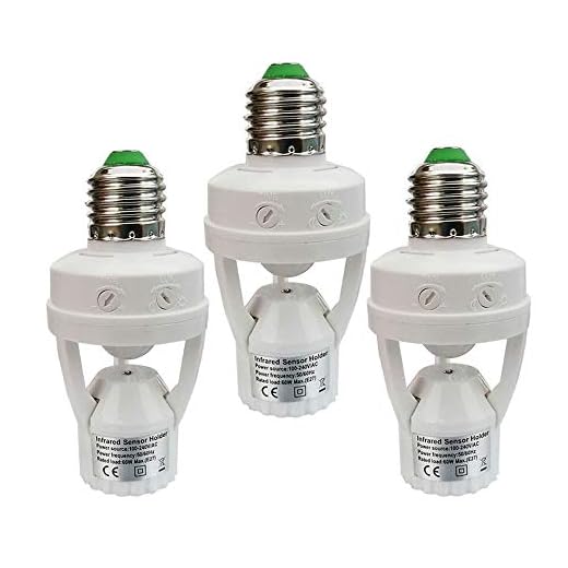 Taigeguang Motion Sensor Light Socket,E26E27 PIR Motion Screw Bulb Adapter, Auto OnOff Night Light Control for Garage Basement Porch Storage Room (3 Pack)