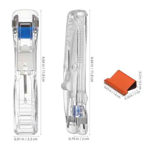 Image of Housoutil Portable Binder Clip Stapler, 2 Pack Mini Push Stapler Handheld, Mini Push Clamp Dispenser with Reusable 50PCS Colorful and 50PCS Silver Clip for Fixing Documents Home School Desk Office