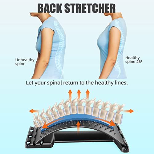 Jsbird Back Stretcher For Pain Relief, Multi-Level Back Cracker Lower Back Pain Relief Device, Lumbar Support Spine Board With 3 Adjustable Settings For Bed, Chair & Car With Massager #TOP1