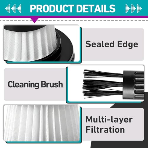 Image of 18 Pcs HEPA Vacuum Filters Compatible with Compact Cordless Vacuum Cleaner as Seen on TV, Washable Reusable Filters with Cleaning Brush (Black)
