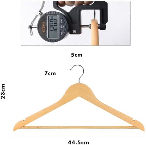 Wooden Coat Hanger 30 Pack | Natural Wood Hanger with Trouser Bar, Shoulder Notches & 360° Hook | Clothes Hanger for Suits, Jackets, Shirts, Dresses (Pack of 30)