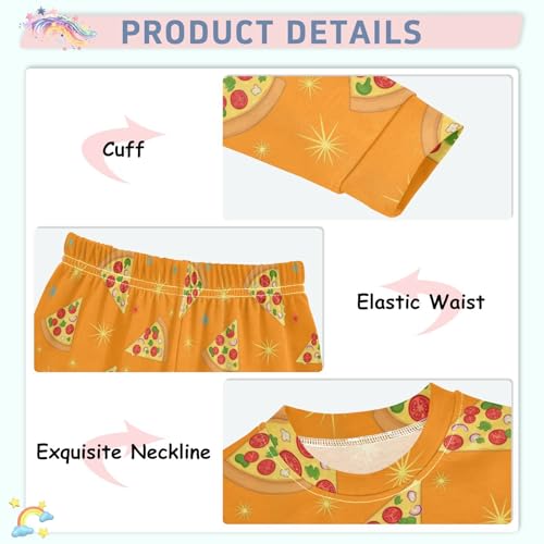 Pajama Sets Long Sleeve Pizza Slices on Orange Soft Comfy Sleepwear 2 Piece PJS 3-8T4