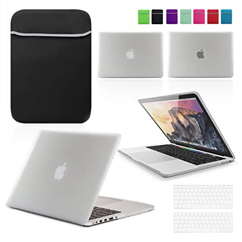 LOVE MY CASE / BUNDLE CLEAR (frosted) Hard Shell Case with matching KEYBOARD Skin and BLACK NEOPRENE Sleeve Cover for 15-inch Apple MacBook PRO with Retina Display A1398 [Will only fit MacBook PRO Retina Display Models - NO CD/DVD DRIVE], [Importado de UK]