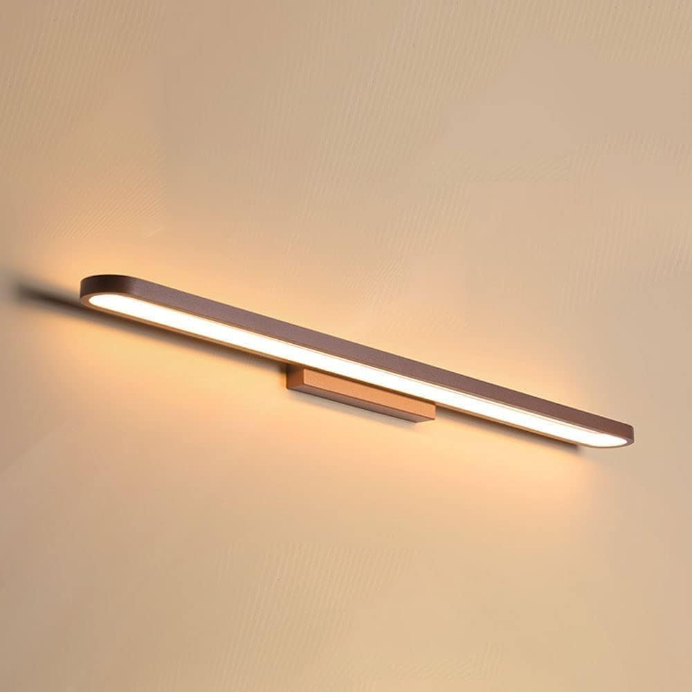 Aplique de Pared con Espejo Lineal nórdico, Modo de 3 Colores, lámpara de Pared marrón Minimalista Moderna, Tira Larga de Mediados de Siglo, lámpara de Pared para tocador de baño, gabinete de