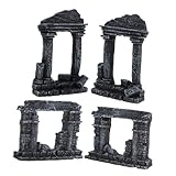 BESPORTBLE Decoración Acuario Roma 4pcs Pequeña Columna Romana Resina...