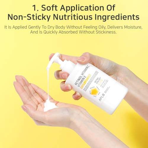 Image of APLB Retinol Vitamin C Vitamin E Body Lotion | 300ml Korean Skincare, Long lasting hydration, Revitalize for gentle and improve skin texture