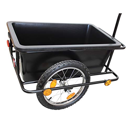 Grafner XXL Fahrradanhänger mit 90 Liter Kunststoffwanne incl. Kupplung und 80 kg Zuladung, mit Reflektoren, Fahrradlastenanhänger Handwagen Transportanhänger Anhänger