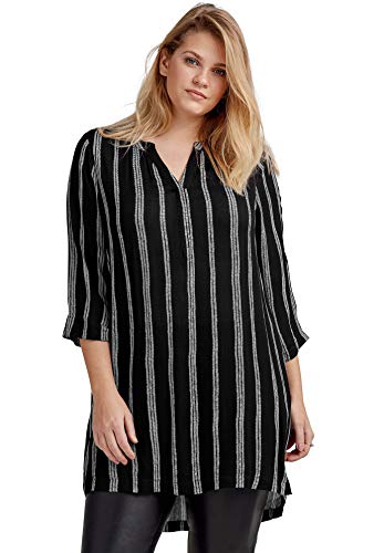 Ellos Women's Plus Size Notch Neck Crinkle Tunic - 24, Rich Indigo White Stripe Blue #TOP3