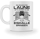 shirt-o-magic Eishockey: Schlechtgelaunt? Eishalle! - Tasse -M-Weiß