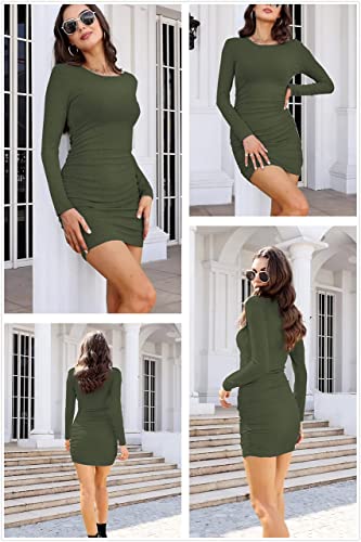 Samefar Women's Long Sleeve Dress Ribbed Club & Night Out Dresses Winter Mini Bodycon Dress 2022 Green X-Large #TOP3