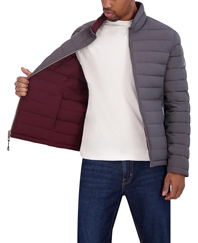 Image of Nautica Men's Reversible Quilted Puffer Jacket -Midweight Mechanical Stretch Winter Coat