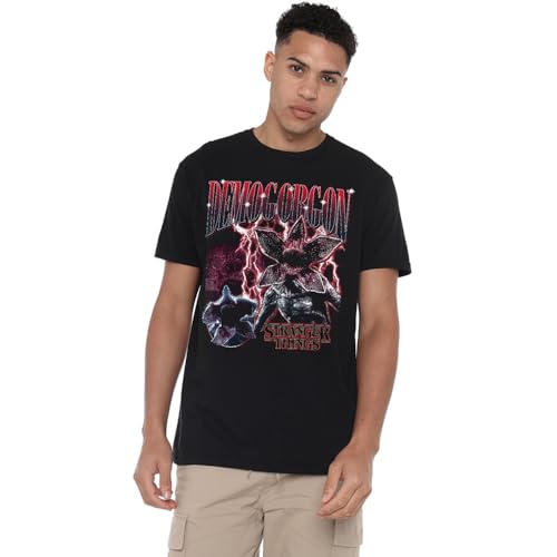 T-shirt Stranger Things Demogorgon noir en coton durable fini les imprimés usés
