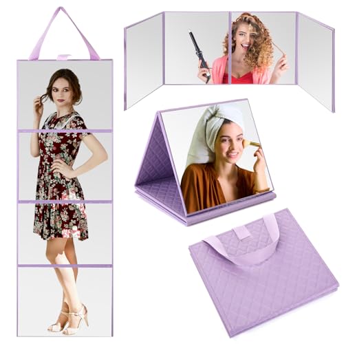 Espejo plegable rectangular portátil para maquillaje