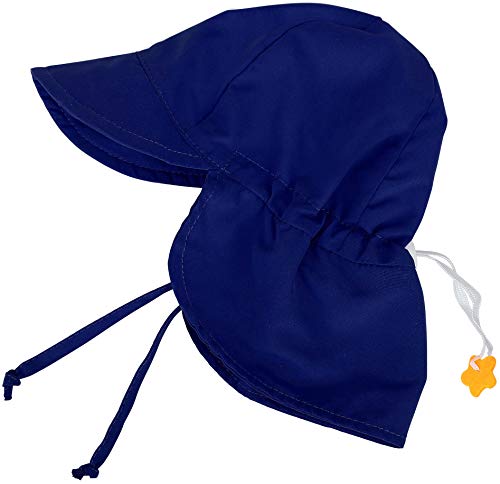 SimpliKids UPF 50+ UV Ray Sun Protection Baby Hat w/Neck Flap,Navy,12-24 Months