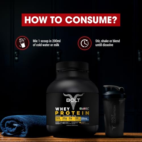 Image of Bolt 100% Whey Protein Powder| 25g Protein Per Scoop, 6G BCAA | Alphonso Mango | 5Lb /2.268kg (69 Servings)| Muscle Recovery | Lean Muscle Support | Low Carb | Fast Absorption |Gluten-Free | Easy to Digest
