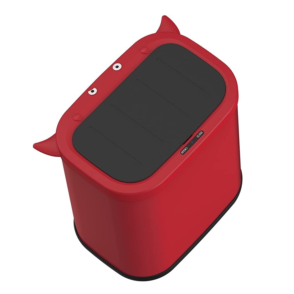 Smart Sensor Trash Can, Household with Cover 10L Automatic Sensor Switch Cover Sealed and Waterproof Design Mute Opening and Closing Toilet Paper Basket(Red)