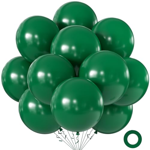 Image of KALOR 18 Inch Dark Green Large Latex Round Balloons 30-Pack