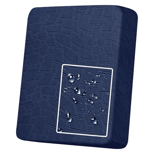 MAXIJIN Waterproof Couch Cushion Covers Individual Chair Seat Cushion Cover Stretch Sectional Sofa Slipcovers with Elastic Bottom for Dogs Pets (1 Piece for Seat or Backrest, Navy Blue)