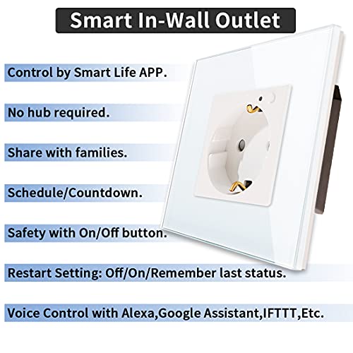 CNBINGO WLAN-Stopcontact, 16 Amp Glass Smart Stopcontact Werkt met Alexa (Echo, Echo Dot), Google Home, App-besturing… - Image 4