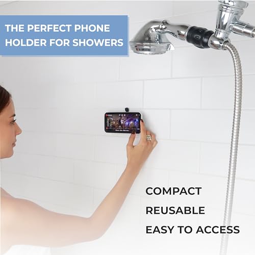 Image of hula+ MagSafe Phone Holder Portable Mount, Reusable Stand for Shower, Mirror, Kitchen, Window, & Bathroom Compatible with MagSafe Adjustable Rotation for Content, TikTok, Movies & Music