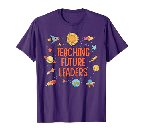 Teaching Future Leaders Rocket Blast Off Outer Space Teacher T-Shirt