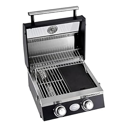 RÖSLE Gasgrill BBQ-Portable VIDERO G2-P tragbarer Tischgrill mit 2 Edelstahlbrennern & Grillplatte VIDERO G2-P Hochwertige Grillplatte aus Gusseisen für Fleisch und kleine Grillstücke – Bild 8
