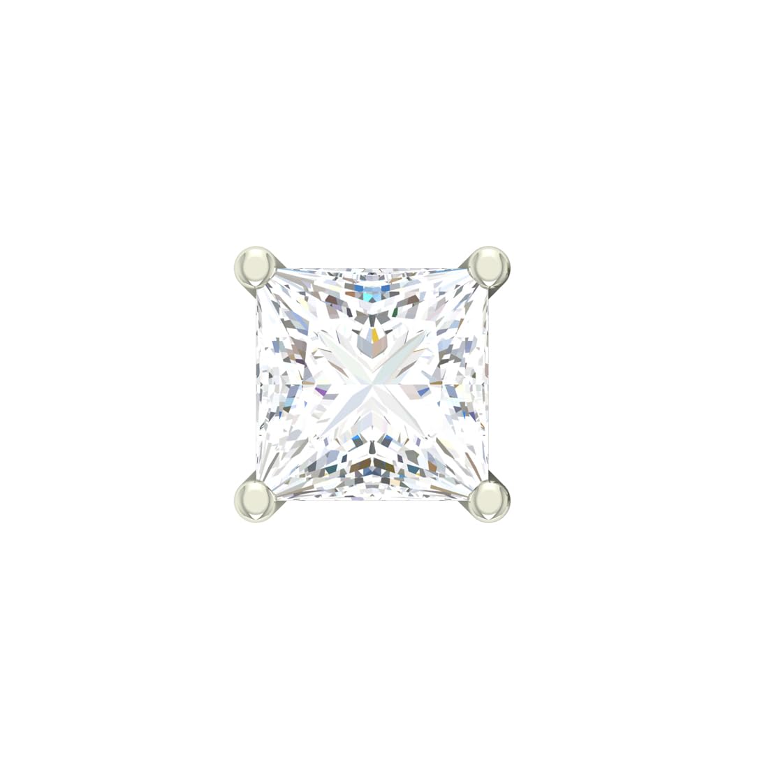 925 Sterling Silver Square Solitaire Stud Men Earring |Multiple Size Options | Gift for Men & Boys | 1 Piece