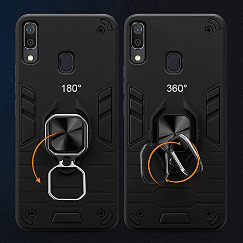 Image of Pikkme D5 Tough Armor Bumper Back Cover Case for Samsung Galaxy A20,Samsung Galaxy A30,Samsung Galaxy M10s |Ring Holder & Kickstand in-Built (Black)