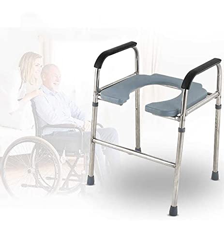 Estructura de apoyo para inodoro, Asiento de apoyo para ancianos Taburete de inodoro de acero inoxidable, Soporte de inodoro con apoyabrazos Baño para discapacitados Taburete de ducha antideslizante Cover