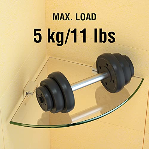 Janarary Shower Shelf Corner 9.5 In. L X 9.5 In. W, 0.3 Inch Thick Tempered Glass Shelf For Bathroom Wall No Drilling, 2 Pack With Special “F”Design Aluminum Brackets #TOP6
